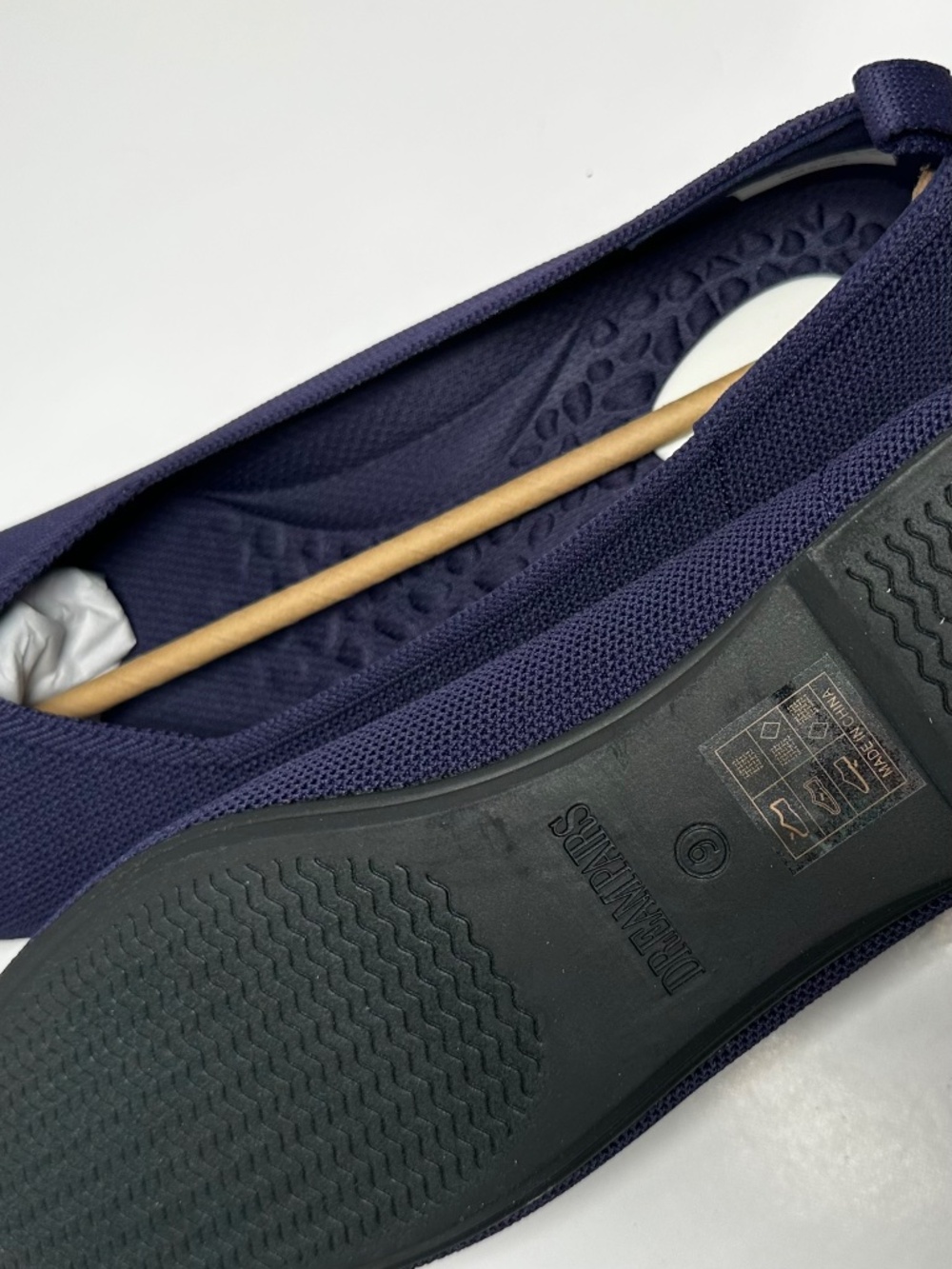Dream Pairs Navy Knit Square Toe Ballet Flats Size 9 New in Box - Picture 7 of 9